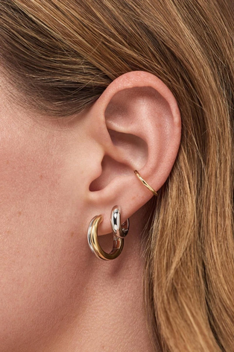 Ana Luisa Asher Two Tone Medium Hoop Earrings