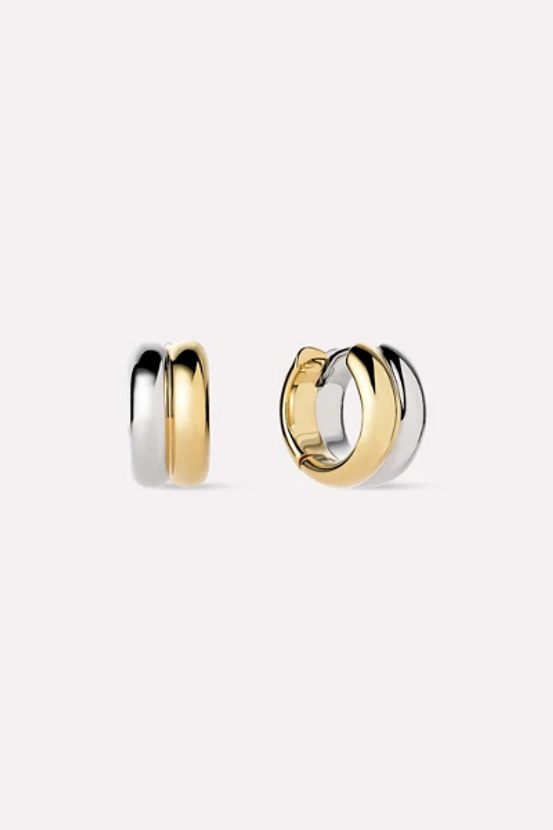 Ana Luisa Asher Bold Two Tone Huggie Hoop Earrings