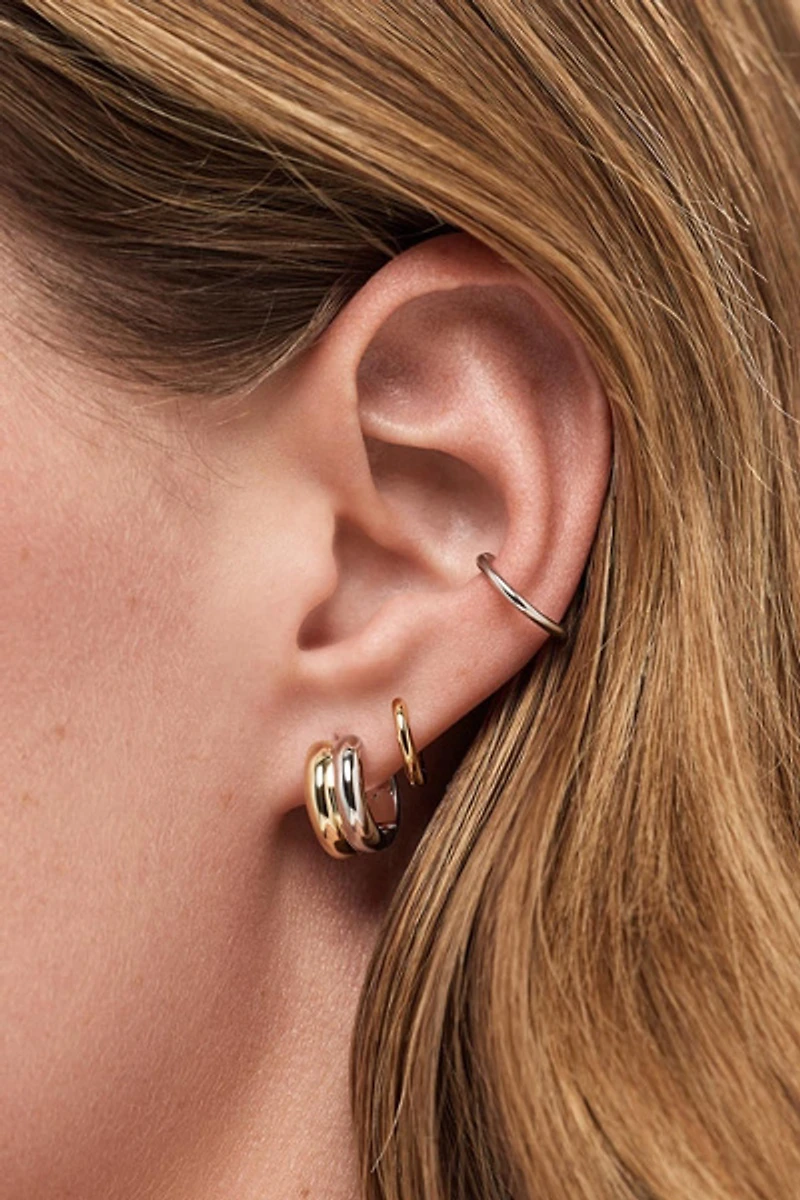 Ana Luisa Asher Bold Two Tone Huggie Hoop Earrings