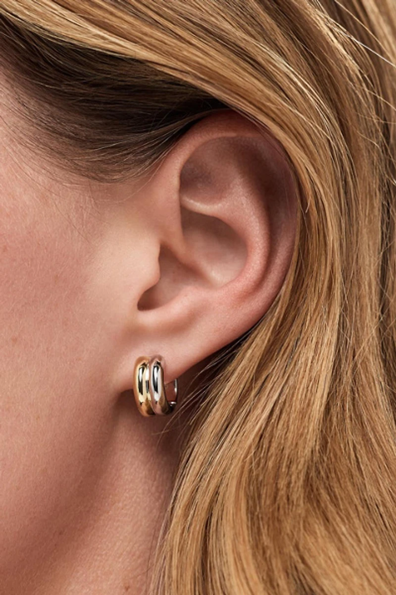 Ana Luisa Asher Bold Two Tone Huggie Hoop Earrings