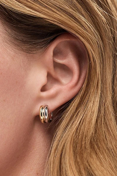 Ana Luisa Asher Bold Two Tone Huggie Hoop Earrings