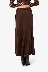 Amy Lynn Suki Faux Suede Chiffon Asymmetric Maxi Skirt