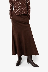 Amy Lynn Suki Faux Suede Chiffon Asymmetric Maxi Skirt