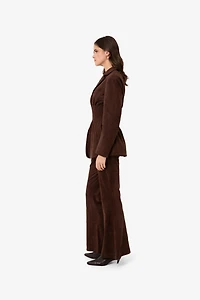 Amy Lynn Rina Faux Suede Boxy Blazer Jacket with Smocked Waist