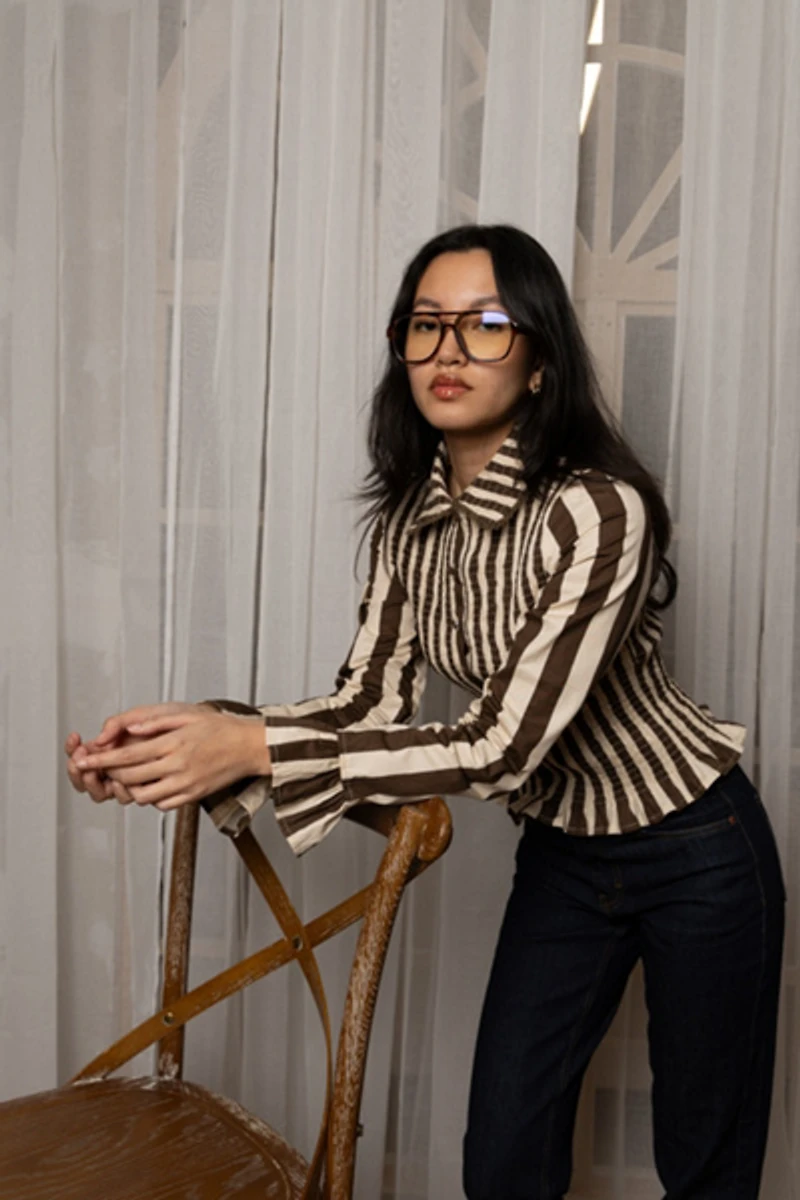 Amy Lynn Yasmine Cotton Stripe Smocked Shirt