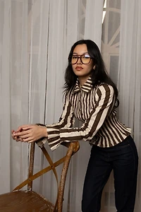 Amy Lynn Yasmine Cotton Stripe Smocked Shirt