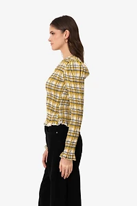 Amy Lynn Elsa Plaid Long Sleeve Smocked Top
