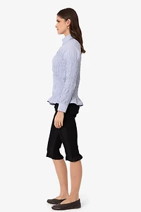 Amy Lynn Olivia Smocked Cotton Shirt Blue Stripe