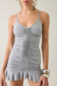 I.AM.GIA. Juliana Chainmail Detail Ruched Mini Dress