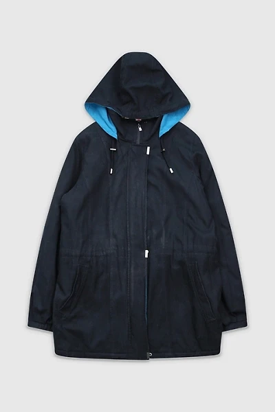 Vintage 90s Black Hooded Coat