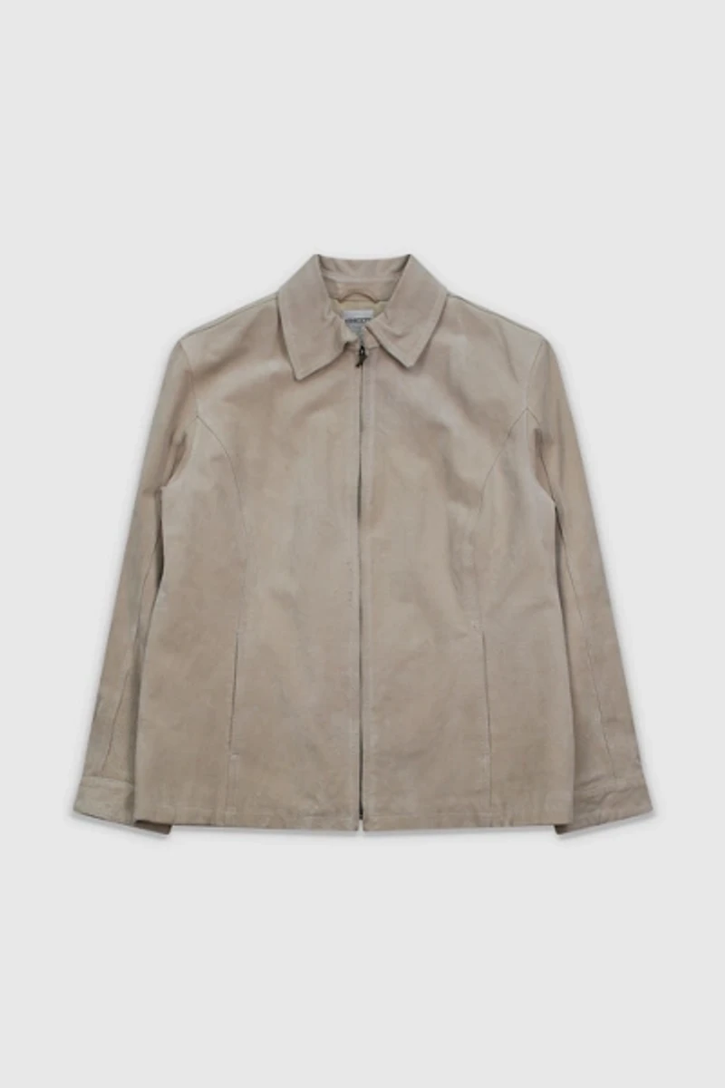 Vintage 90s Cream Suede Jacket