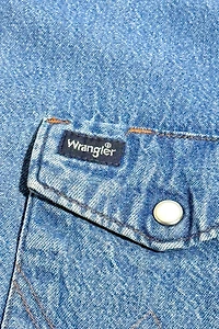 Vintage 1990's Wrangler Chainstitched Faded Western Denim Shirt