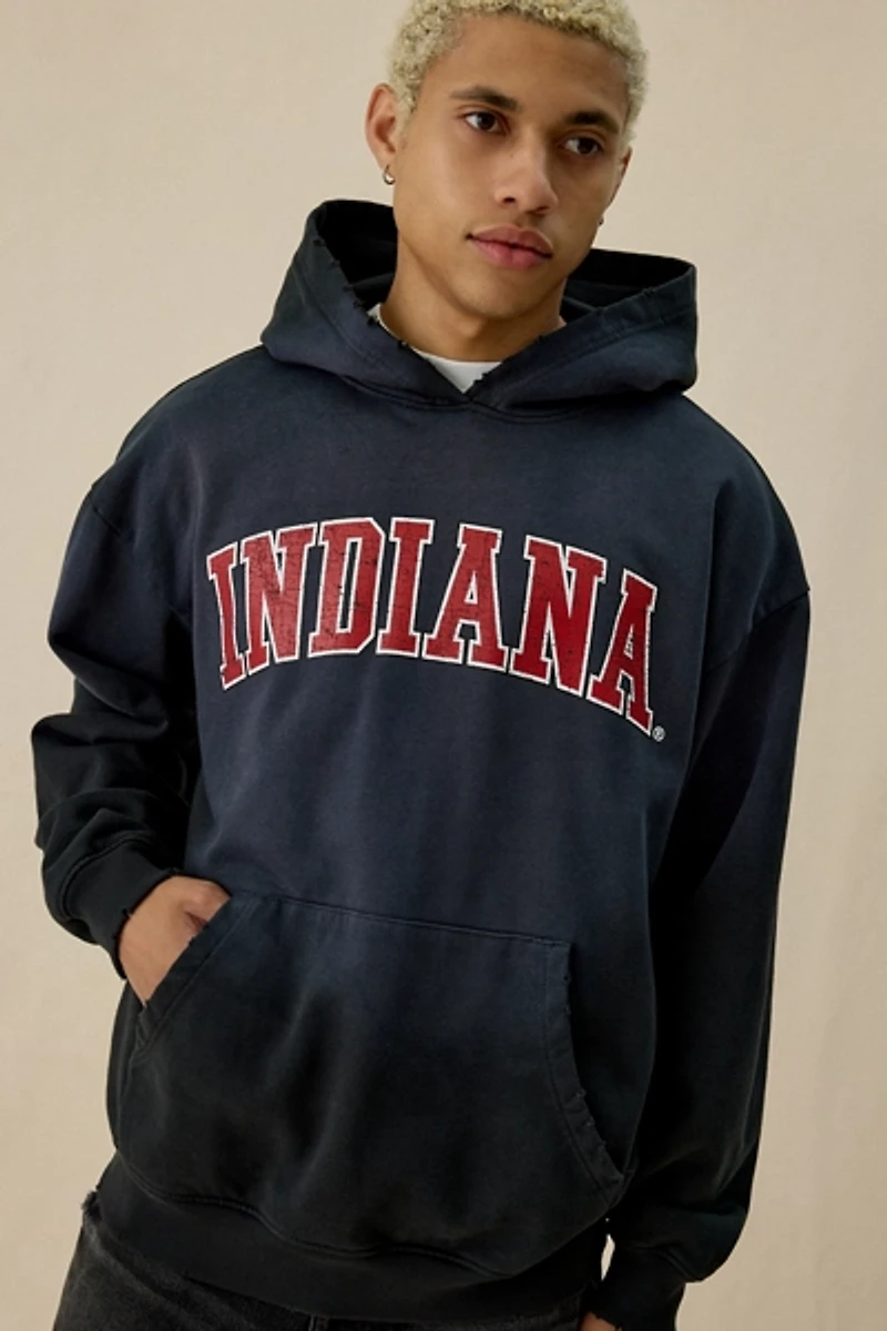 Dark Horse College Logo Graphic Distressed Hoodie Sweatshirt
