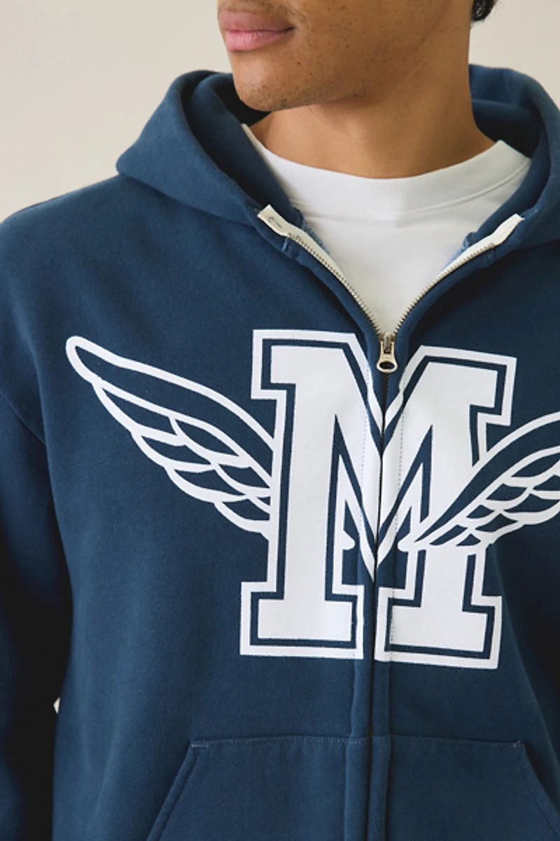 Misters M-Wing Graphic Zip-Up Hoodie Sweatshirt