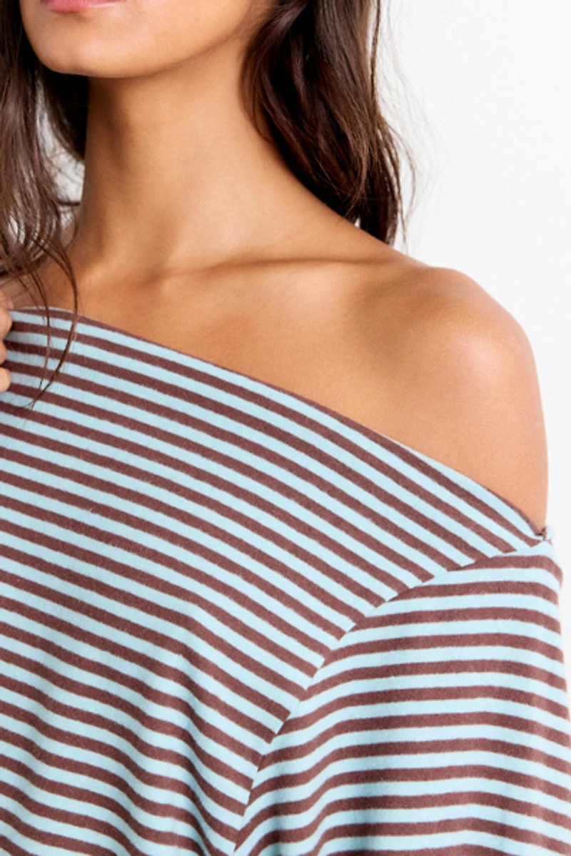 Out From Under All Nighter Striped Off-The-Shoulder Sweatshirt