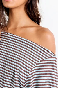 Out From Under All Nighter Striped Off-The-Shoulder Sweatshirt