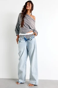 Out From Under All Nighter Striped Off-The-Shoulder Sweatshirt
