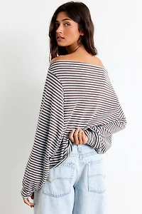 Out From Under All Nighter Striped Off-The-Shoulder Sweatshirt