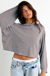 Out From Under All Nighter Striped Off-The-Shoulder Sweatshirt