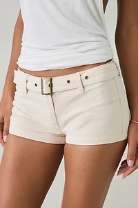 Lioness Afterglow Belted Low-Rise Mini Shorts