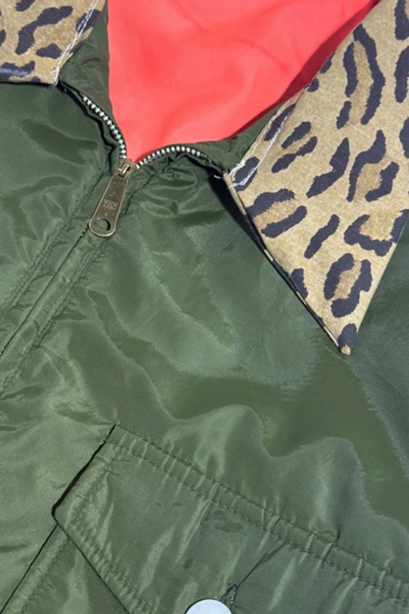 Vintage 1970's Mask Cropped Reversible Leopard Print Collar Jacket