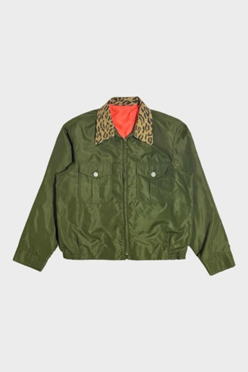 Vintage 1970's Mask Cropped Reversible Leopard Print Collar Jacket