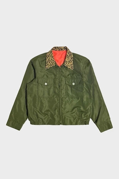 Vintage 1970's Mask Cropped Reversible Leopard Print Collar Jacket