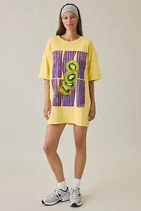 Kiwi Graphic Oversized Cotton T-Shirt Dress