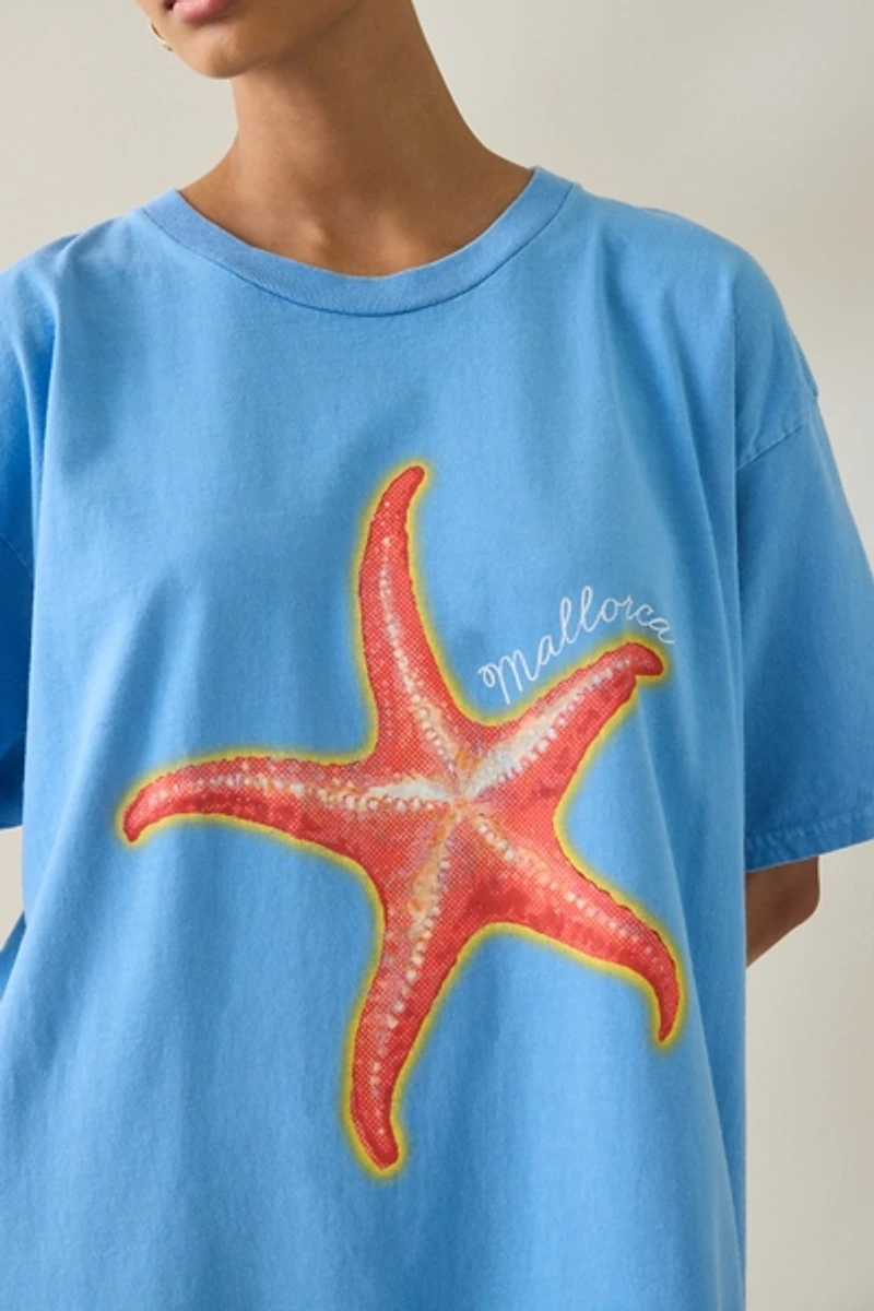 Mallorca Starfish Graphic Oversized T-Shirt Dress