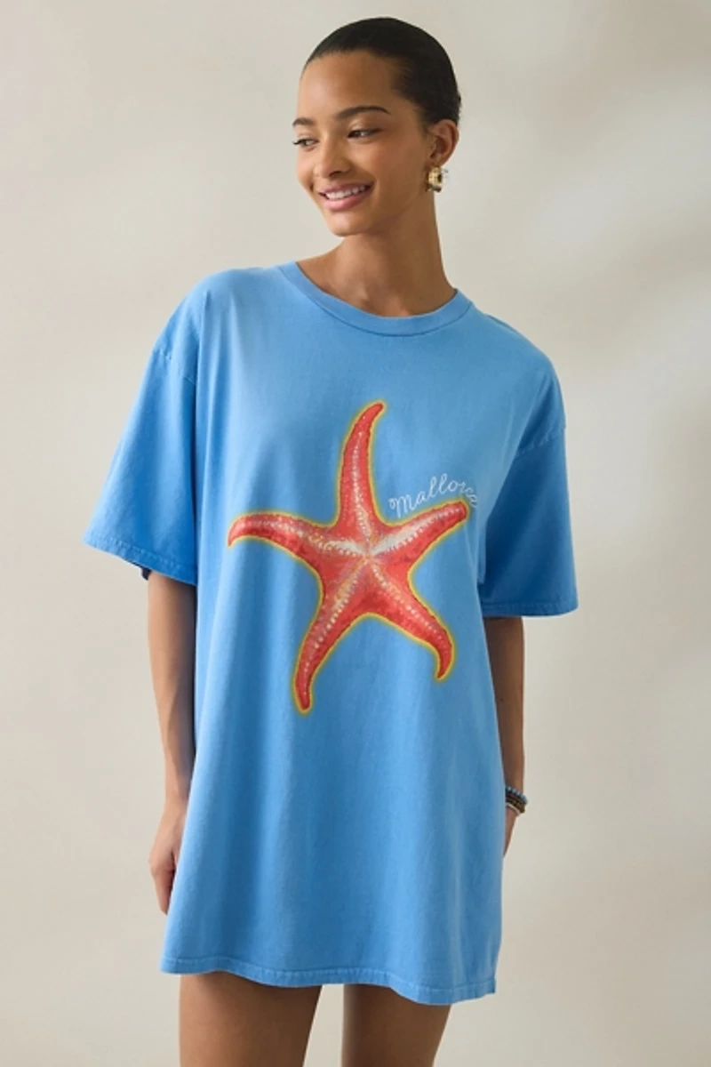 Mallorca Starfish Graphic Oversized T-Shirt Dress