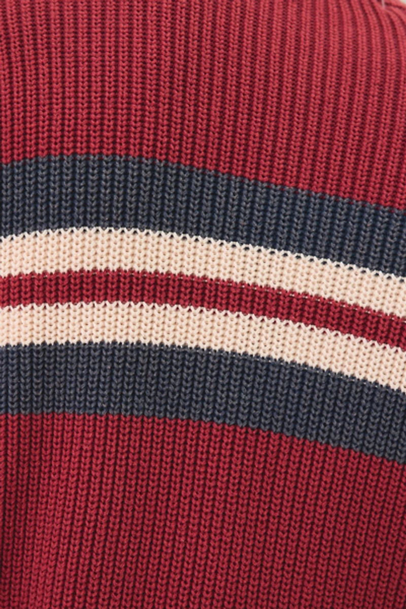 UO Striped Acid Wash Crew Neck Sweater