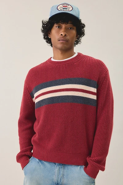 UO Striped Acid Wash Crew Neck Sweater