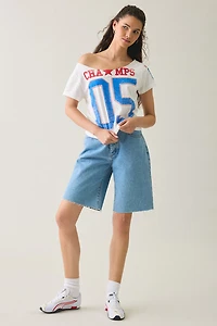 Champs Graphic Slash Neck Off-The-Shoulder Tee