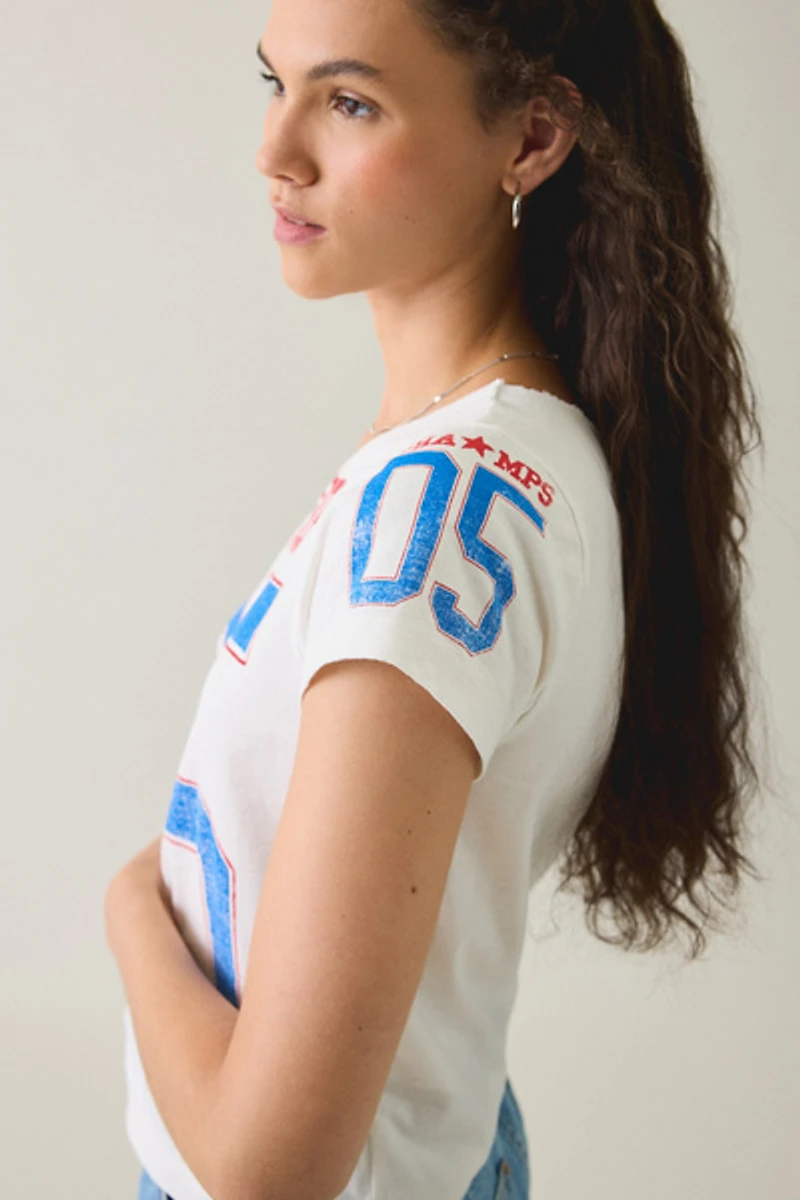 Champs Graphic Slash Neck Off-The-Shoulder Tee