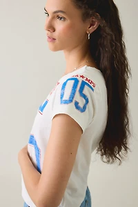 Champs Graphic Slash Neck Off-The-Shoulder Tee