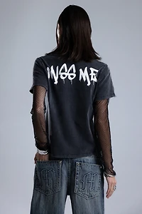 Miss Me Shiloh Mesh Sleeve Tee