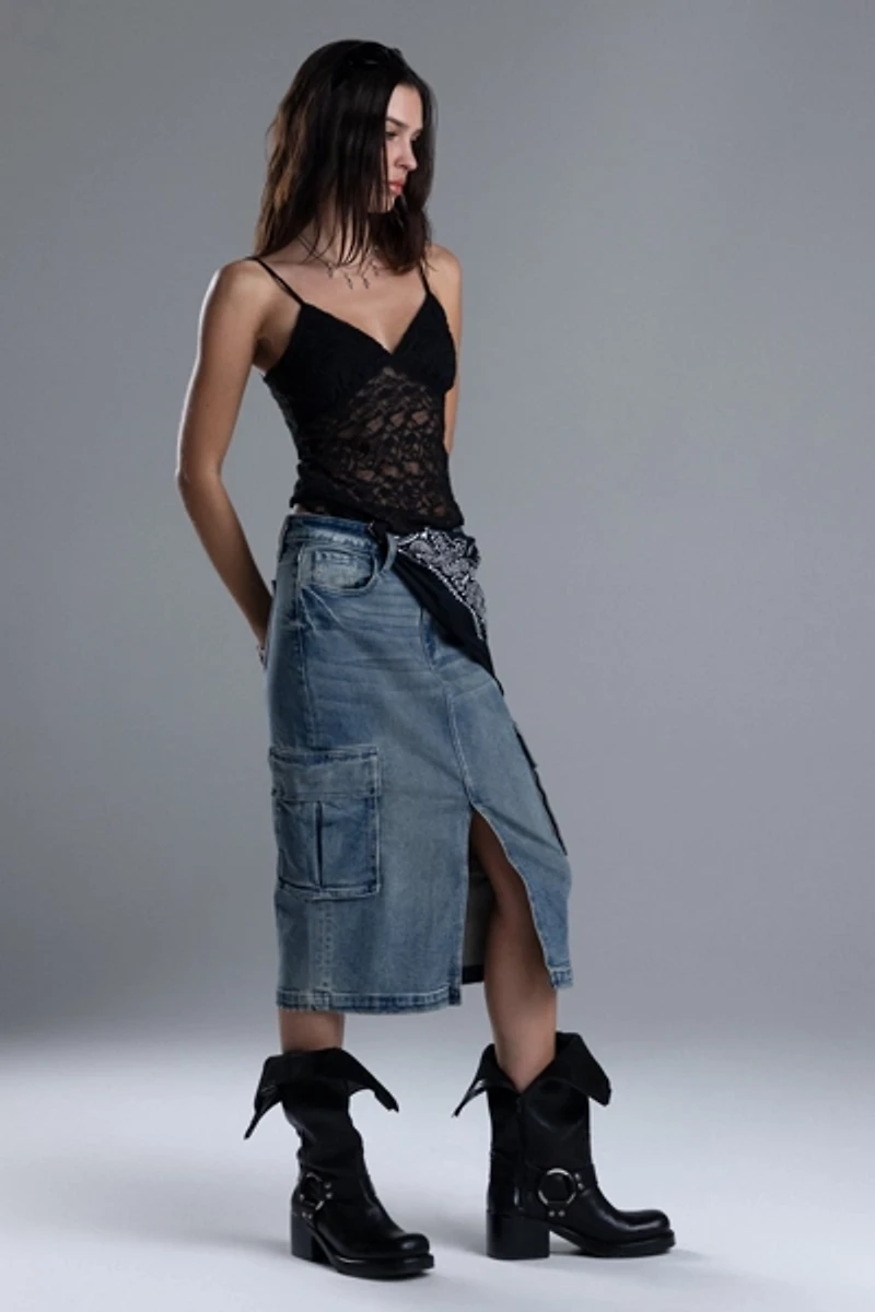 Miss Me Karla Cargo Midi Skirt