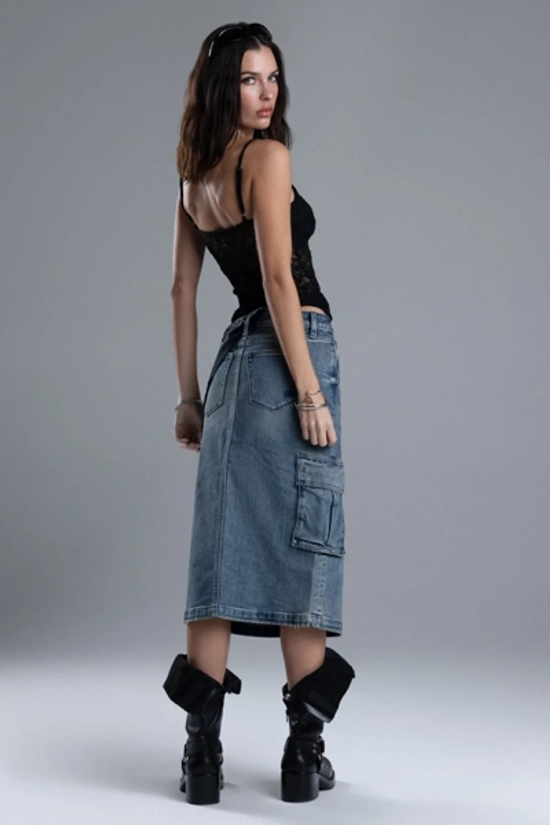 Miss Me Karla Cargo Midi Skirt