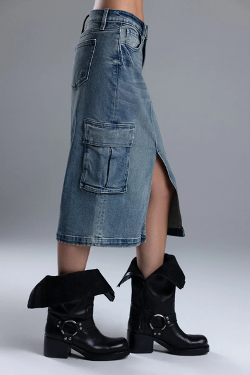 Miss Me Karla Cargo Midi Skirt