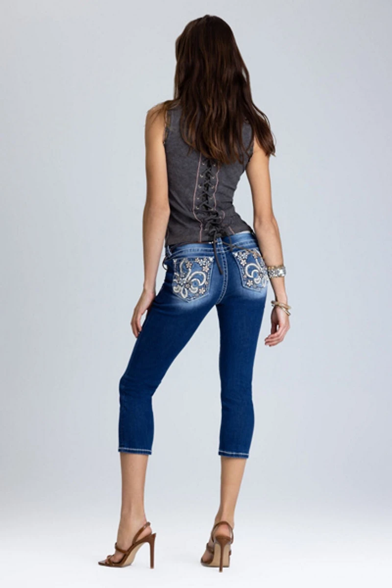Miss Me Ellora Fleur Capri Jeans