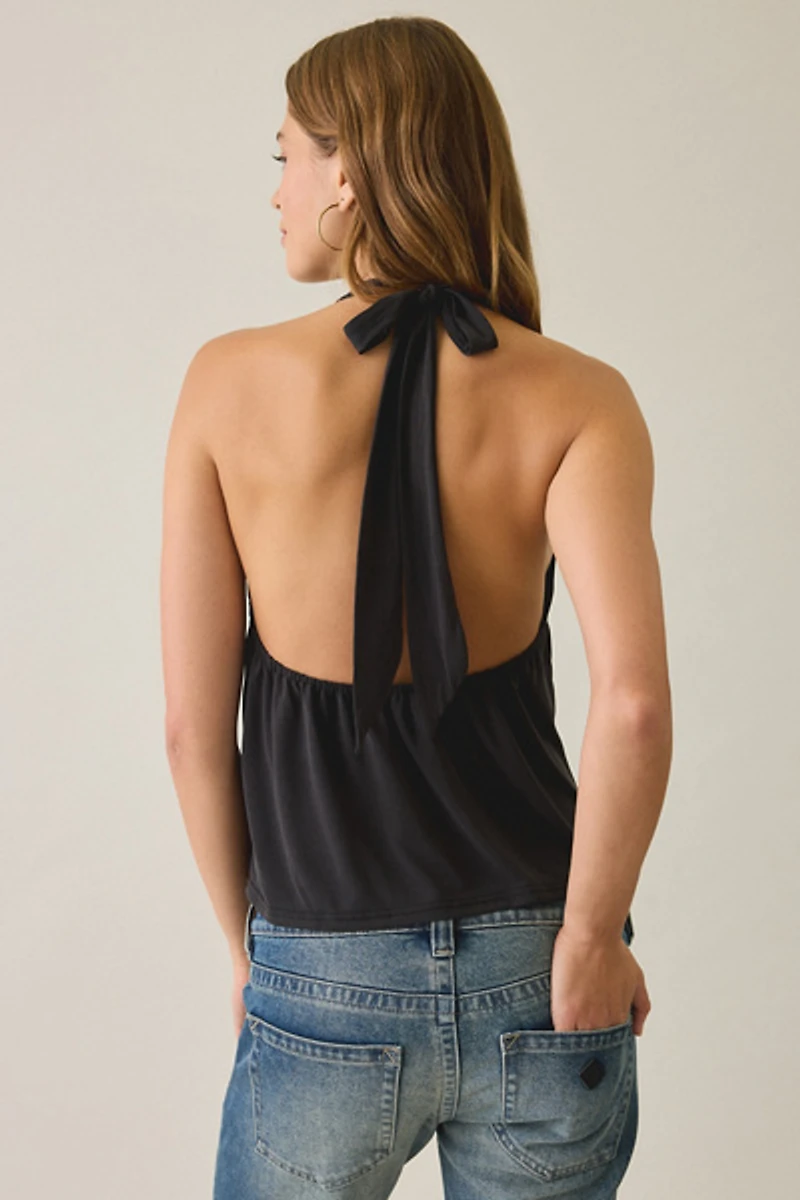UO Vanessa Studded Plunging V-Neck Halter Top