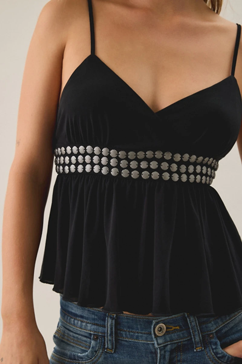 UO Tyra Embellished Surplice Babydoll Cami
