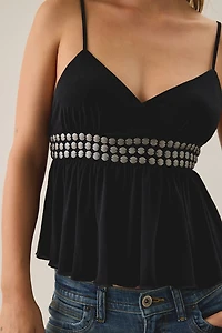 UO Tyra Embellished Surplice Babydoll Cami