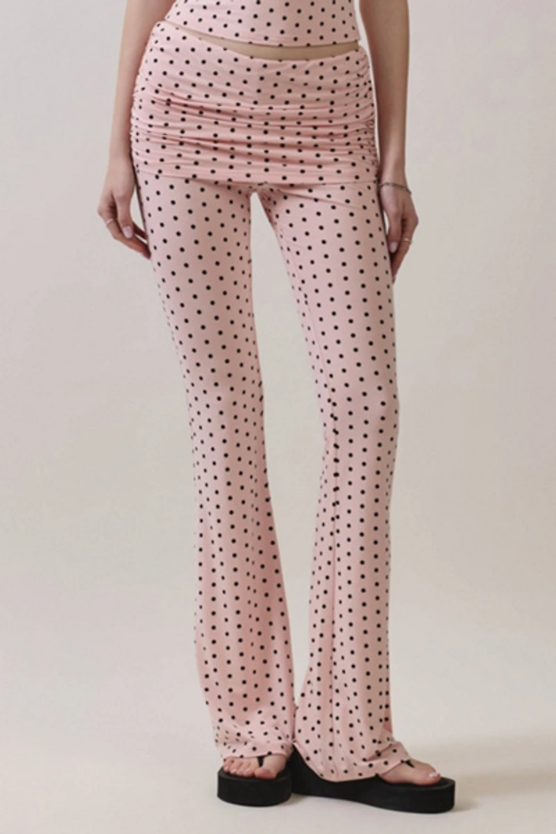 Personal Code Polka Dot Print Foldover Flare Pants