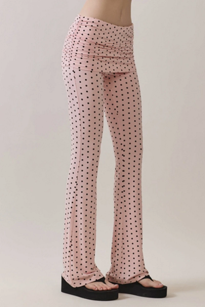 Personal Code Polka Dot Print Foldover Flare Pants
