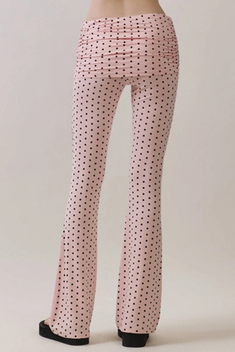 Personal Code Polka Dot Print Foldover Flare Pants