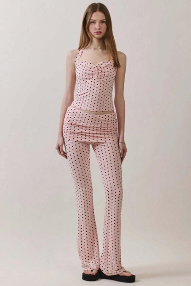 Personal Code Polka Dot Print Halter Crop Top