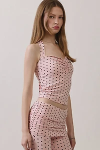Personal Code Polka Dot Print Halter Crop Top