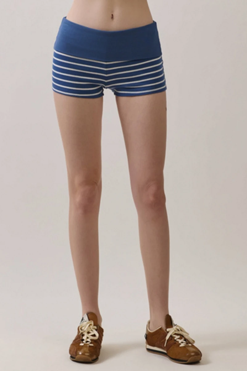 Personal Code Shiloh Stripe Foldover Micro Shorts