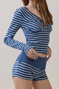Personal Code Shiloh Stripe Foldover Micro Shorts